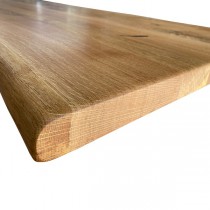 Eiche, Tischplatte, verleimt, astig, rustikal, 130 x 80 x 4,5 cm, beidseitig Baumkante, geölt